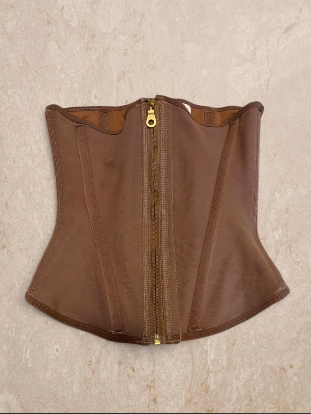 Brown Waist Cincher Corset with Front Zip